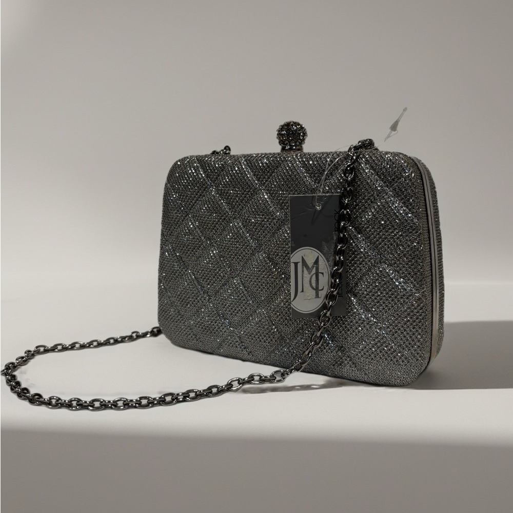 Jessica McClintock Silver Quilted Mini Bag